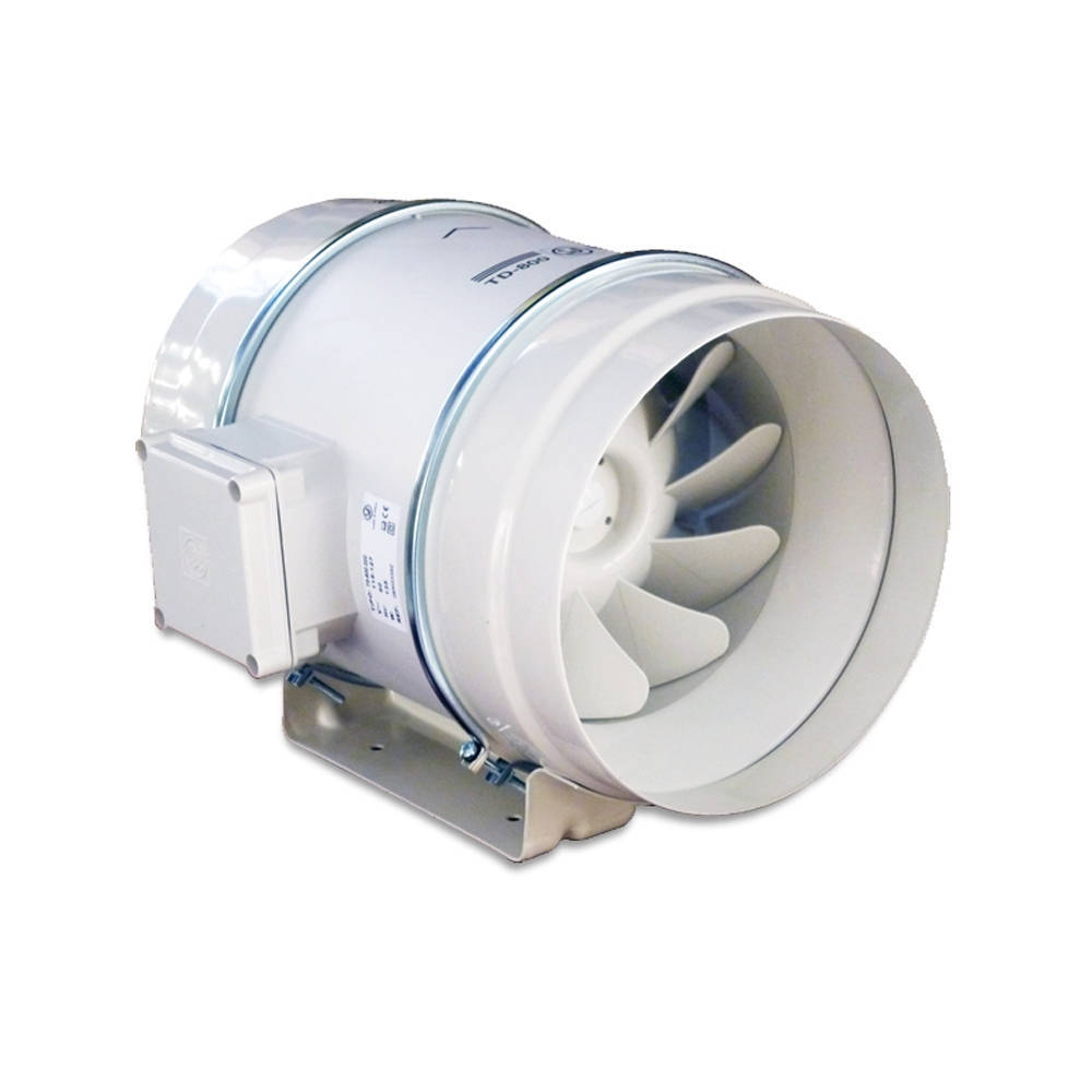 EXTRACTOR HELICOCENTRIGUGO EN LINEA MODELO TD500 ENTREGANDO UN CAUDAL DE 270 CFM CON UNA CAIDA DE PRESION DE 0.16 INWG 