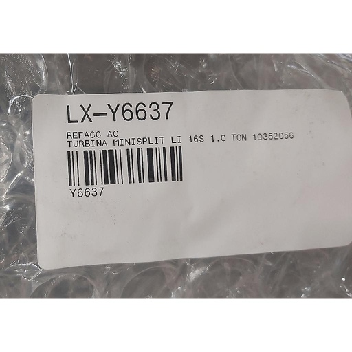 [LX-Y6637] TURBINA MINISPLIT LI012170P432 Y LI012160P432 LI012210P432 16 SEER 10352056